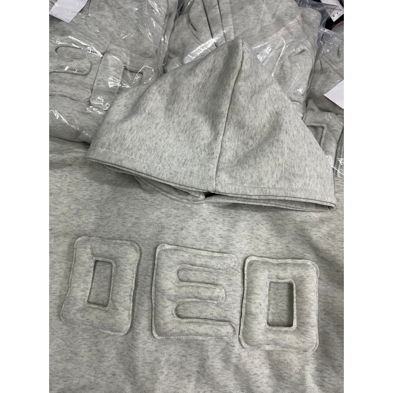 Áo Hoodie nỉ bông Hoodie Xám OEO In Chữ Nổi. Hoodie nỉ bông form rộng
