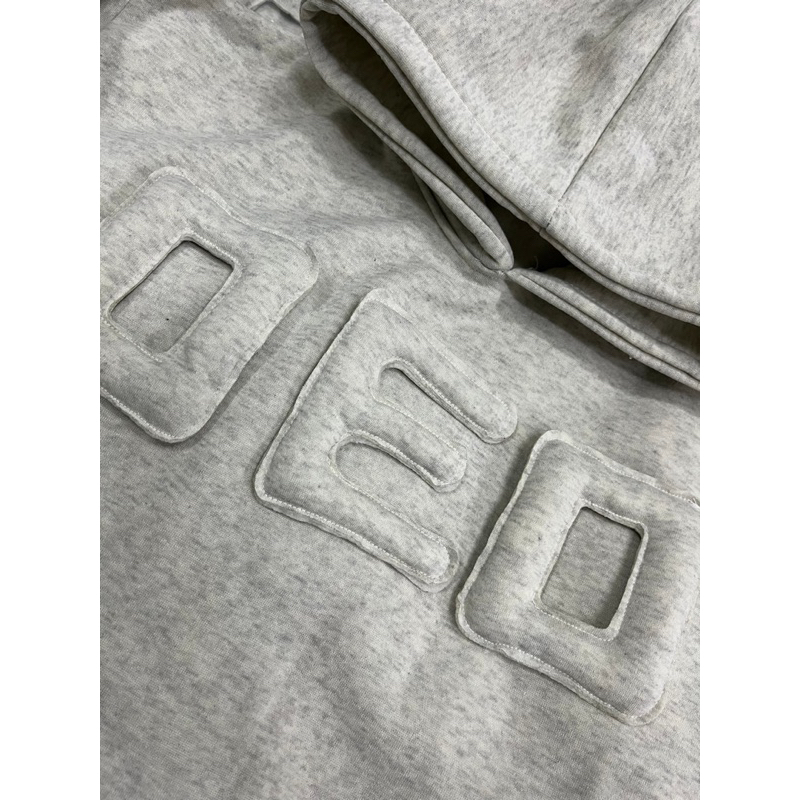 Áo Hoodie nỉ bông Hoodie Xám OEO In Chữ Nổi. Hoodie nỉ bông form rộng