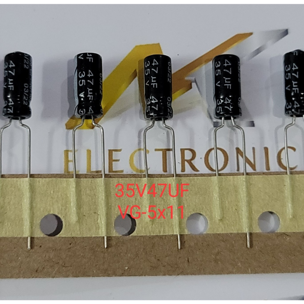 (Combo 10 con) Tụ hóa vỉ giấy 35V47UF 47UF35V 35V 47UF Kích thước 5 x 11mm chính hãng mới 100% (comb