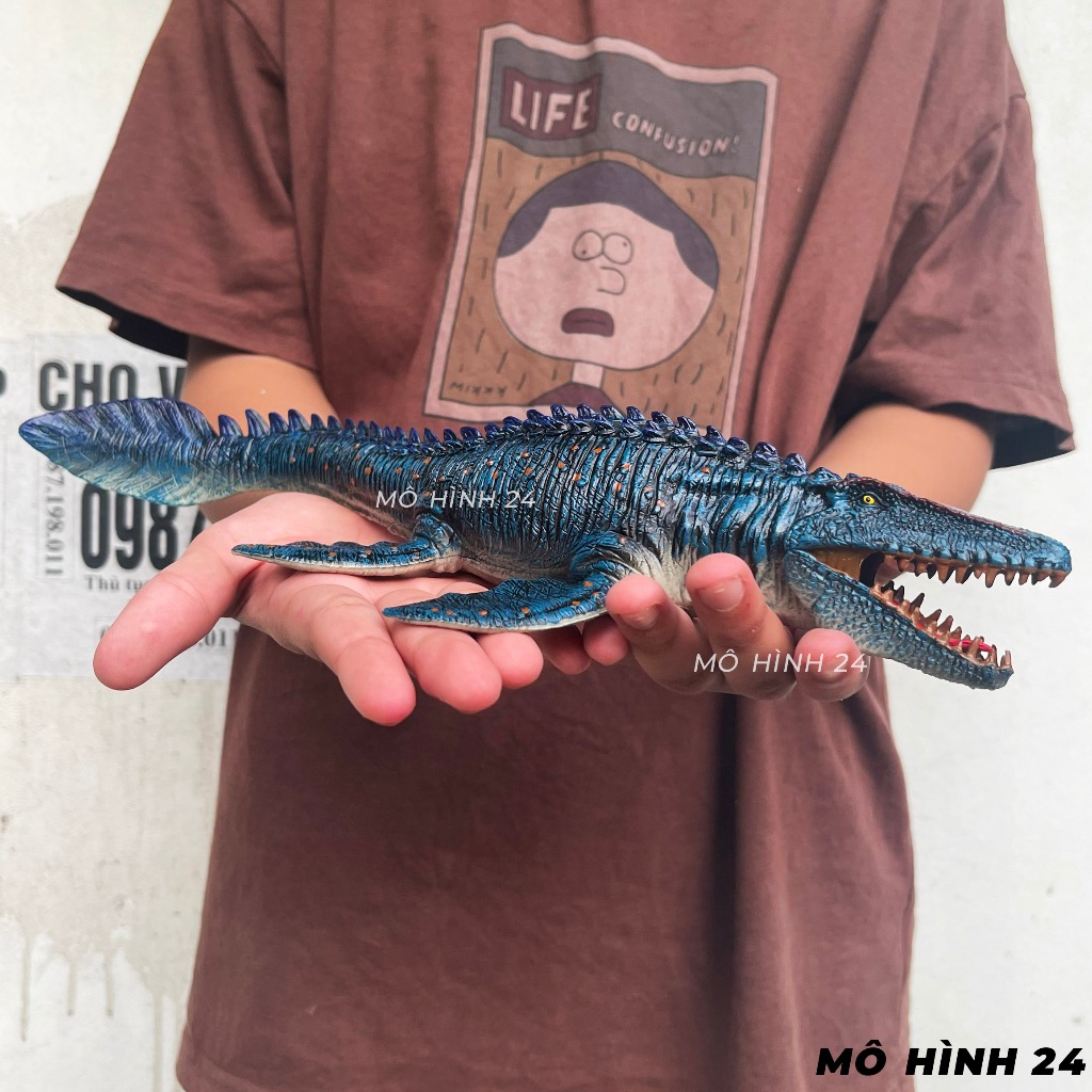 Đồ chơi Khủng long mô hình THƯƠNG LONG mosasaurus mosasaur xanh xám dinosaur size to jurassic park mồm cử động được