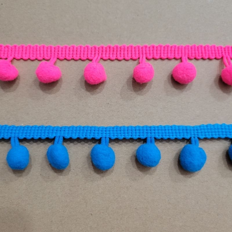 Dây tua rua pompom, dây bi viền trang trí bản 2cm và 1cm HÌNH VÀ VIDEO SHOP TỰ CHỤP