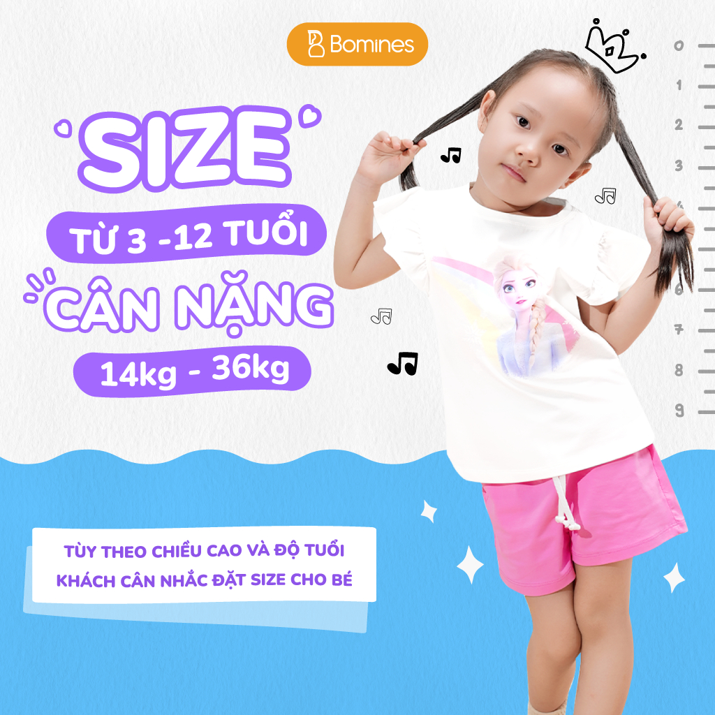 Đồ bộ bé gái Elsa cầu vồng Bomines, bộ short hè thun cotton thoáng mát cho bé  3-10 tuổi khoảng 12-30kg DBSBGELSACAUVONG