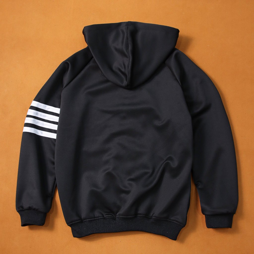 Áo Khoác Nam Nữ 2 Da Dầy Dặn Co Giãn Nón Rộng Tay Chạy 4 Sọc Mặc Tránh Nắng Thu Đông .TM