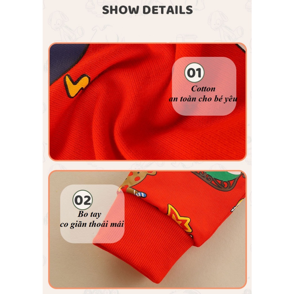 Áo nỉ cho bé trai gái giáng sinh họa tiết đáng yêu SKIDS thời trang trẻ em thu đông noel