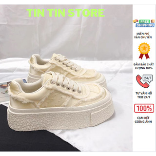 [FREE SHIP] Giày thể thao nữ,Giày sneaker vải tua rua mẫu mới đế 5cm siêu hack dáng