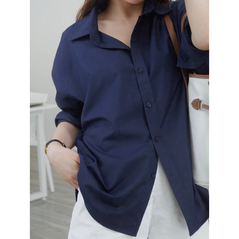 Áo sơmi freesize vải mát Dark Blue