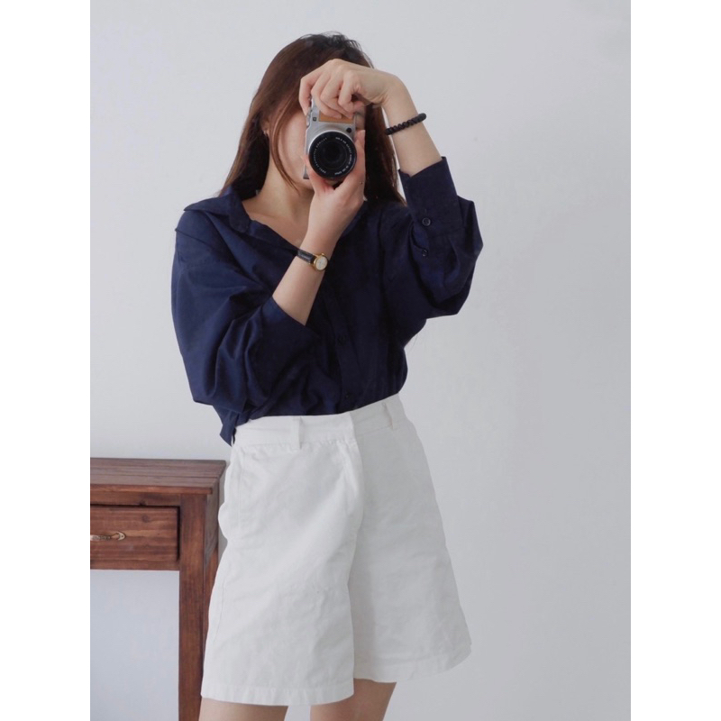 Áo sơmi freesize vải mát Dark Blue