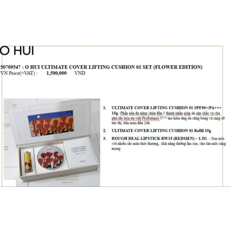 Phấn nước cushion che khuyết điểm siêu mịn OHUI Ultimate Cover Cushion