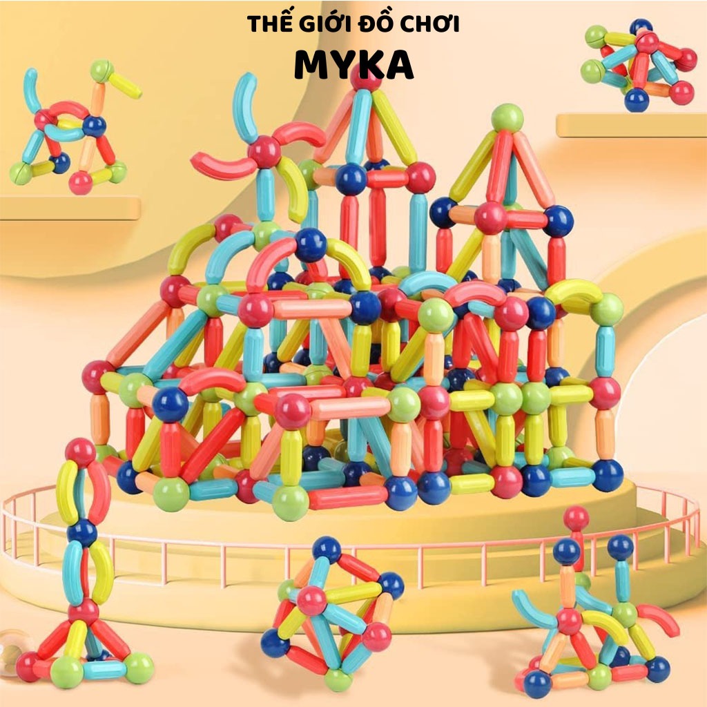 Bộ xếp hình nam châm gép lego MYKA đồ chơi sếp hình phát triển trí thông minh cho bé