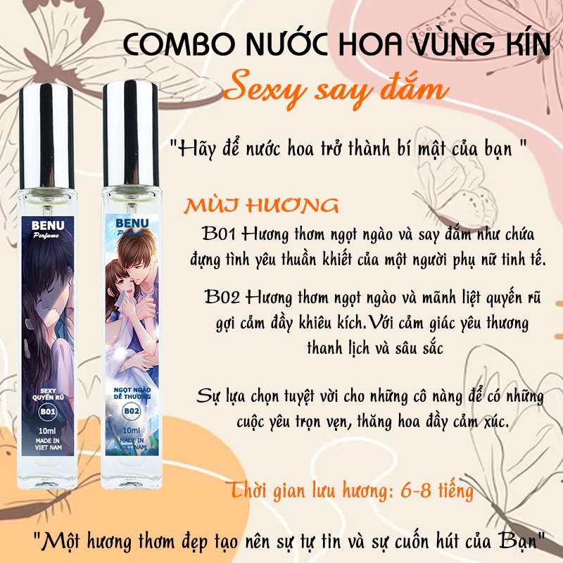 Nước Hoa Vùng Kín Benu Nước Hoa Cô Bé Quyến Rũ Thơm Lâu Chai 10ml và 2ml