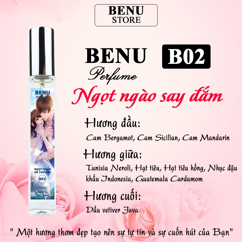 Nước Hoa Vùng Kín Benu Nước Hoa Cô Bé Quyến Rũ Thơm Lâu Chai 10ml và 2ml