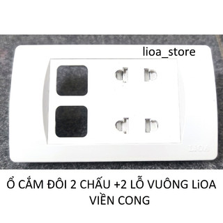 Ổ (ĐON - ĐÔI) 2 CHẤU  VỚI 1 VÀ  2 LỖ VUÔNG LiOA( VIỀM CONG)