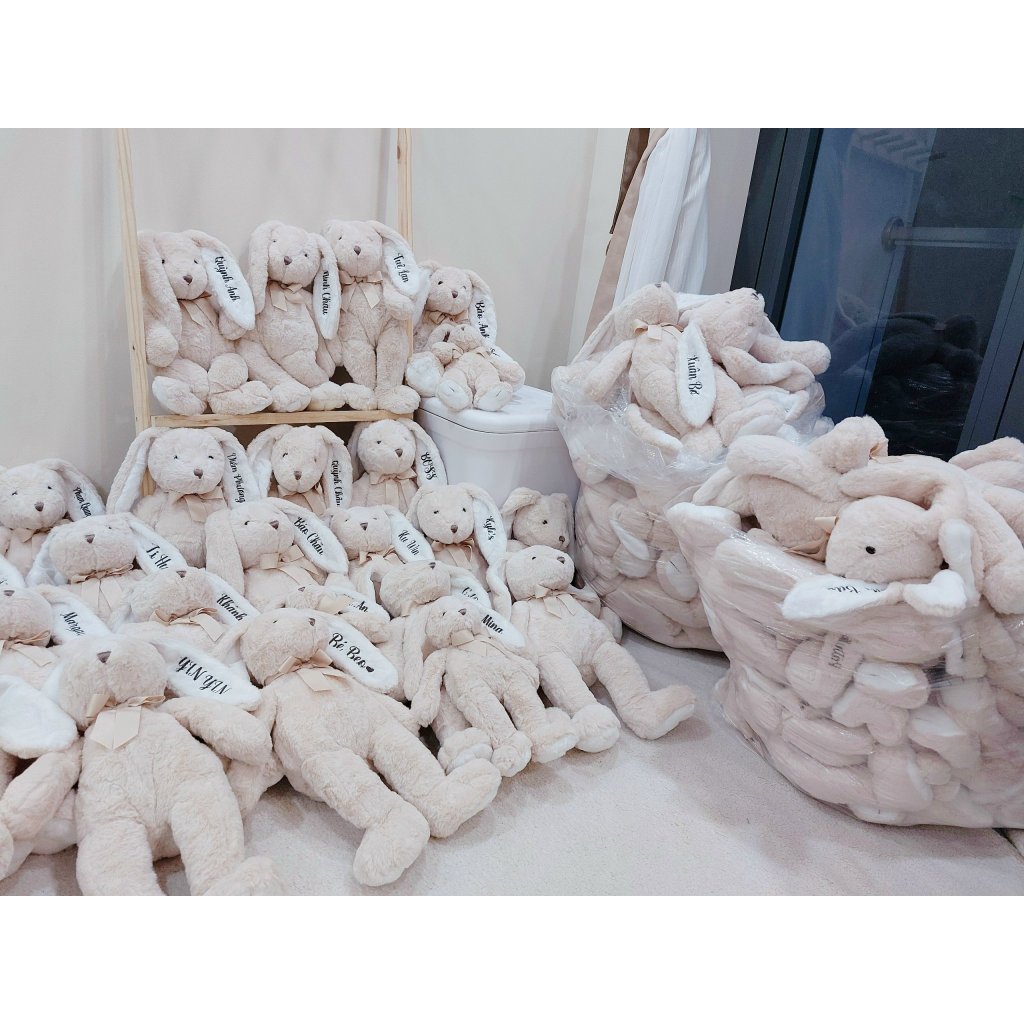 Thỏ Bông lông mềm thêu tên cho bé theo yêu cầu - Gấu bông thêu tên, gối ôm trẻ em dễ thương- Hàng có sẵn