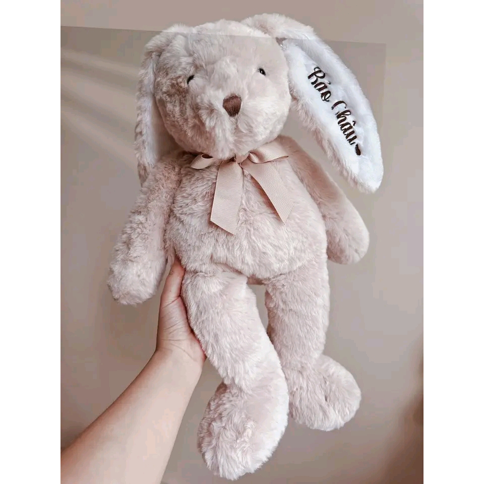Thỏ Bông lông mềm thêu tên cho bé theo yêu cầu - Gấu bông thêu tên, gối ôm trẻ em dễ thương- Hàng có sẵn
