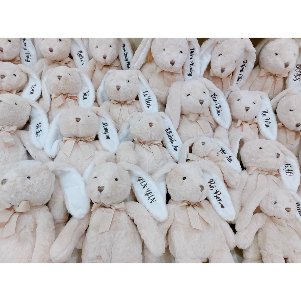 Thỏ Bông lông mềm thêu tên cho bé theo yêu cầu - Gấu bông thêu tên, gối ôm trẻ em dễ thương- Hàng có sẵn