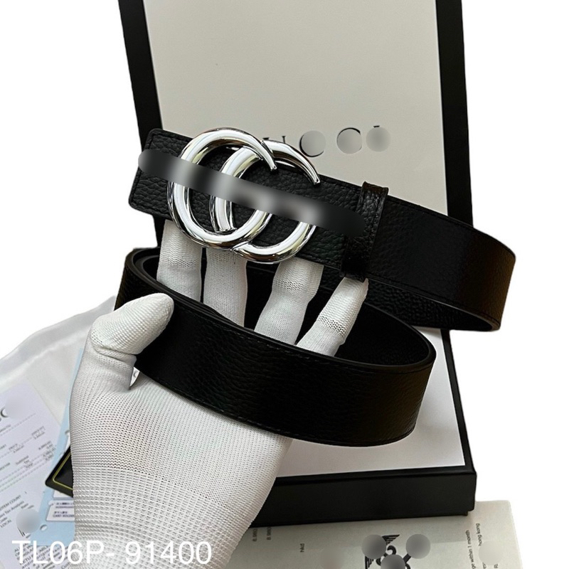 Thắt lưng da nam da PU trơn may viền mặt đúc chữ logo 3 màu đen bạc vàng cao cấp TL06P