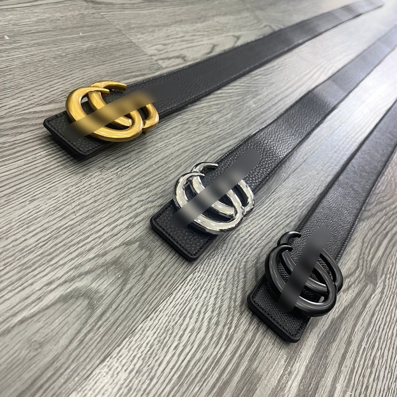 Thắt lưng da nam da PU trơn may viền mặt đúc chữ logo 3 màu đen bạc vàng cao cấp TL06P