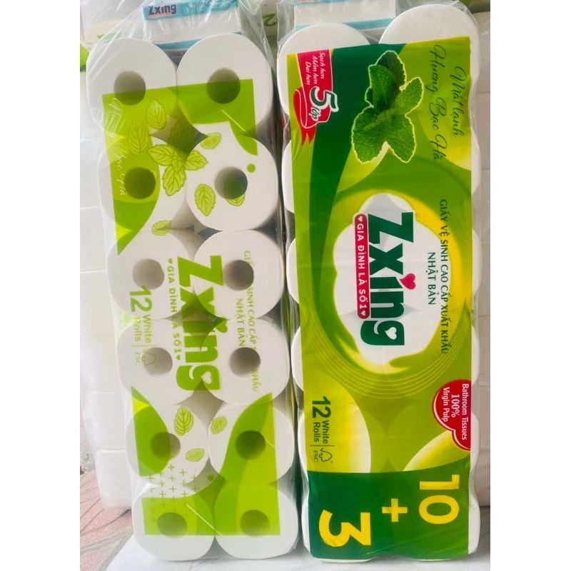Giấy vệ sinh cao cấp zxing dai, mềm mịn bịch xanh lá TO