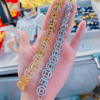  Lắc tay hoạ tiết kim tiền gắn đá siêu sáng Kami 