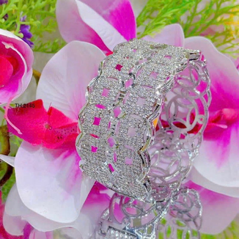 Vòng tay hoạ tiết kim tiền đính đá cz nhân tạo siêu sáng Kami