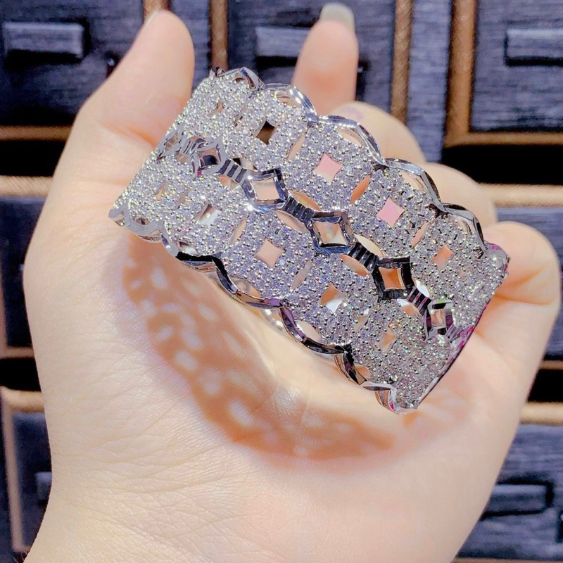 Vòng tay hoạ tiết kim tiền đính đá cz nhân tạo siêu sáng Kami