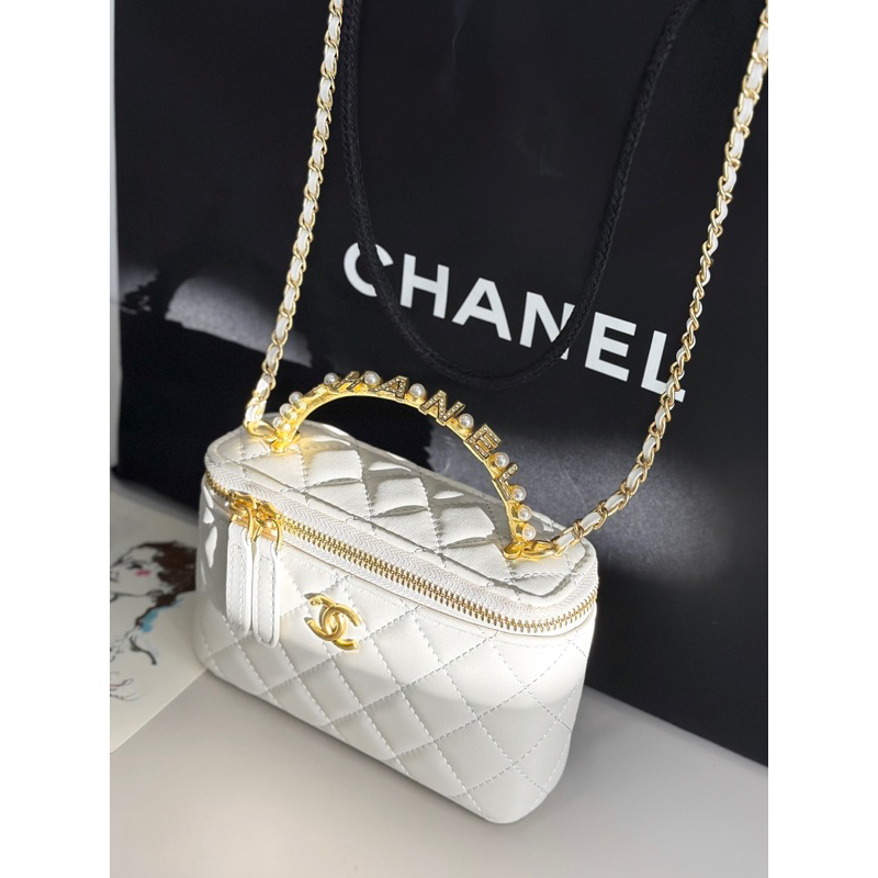 Túi cốp Cha.nel vanity quai ngọc bản super size 17cm fullbox