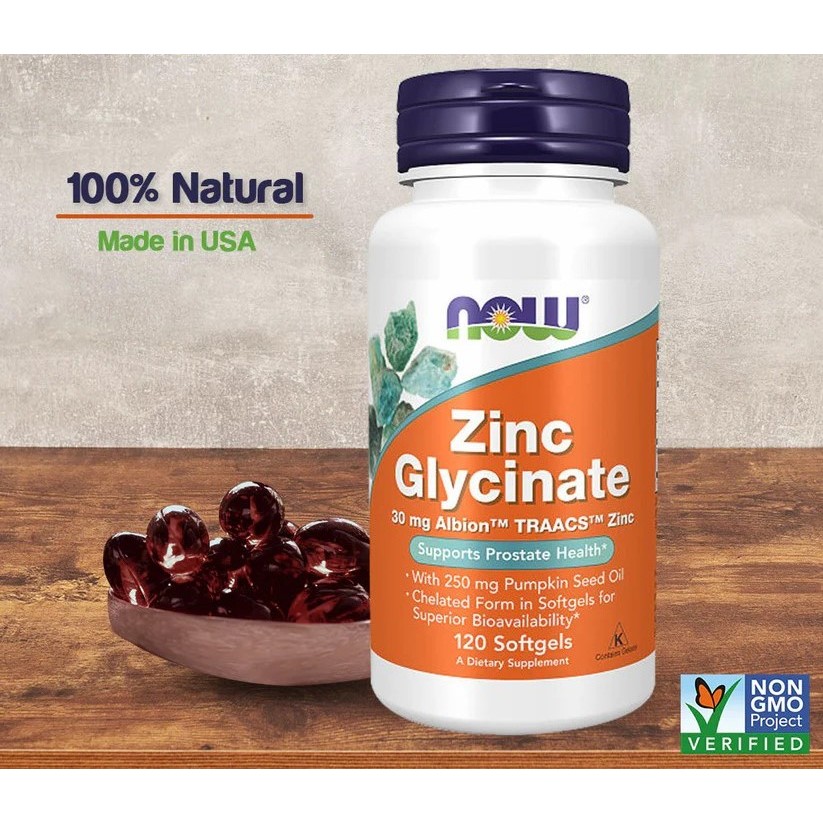 Viên Kẽm Zinc Bisglycinate NOW Nhập Mỹ Tăng Đề Kháng Sức Khoẻ Điều Hòa Nội Tiết Tố  - YoungFit