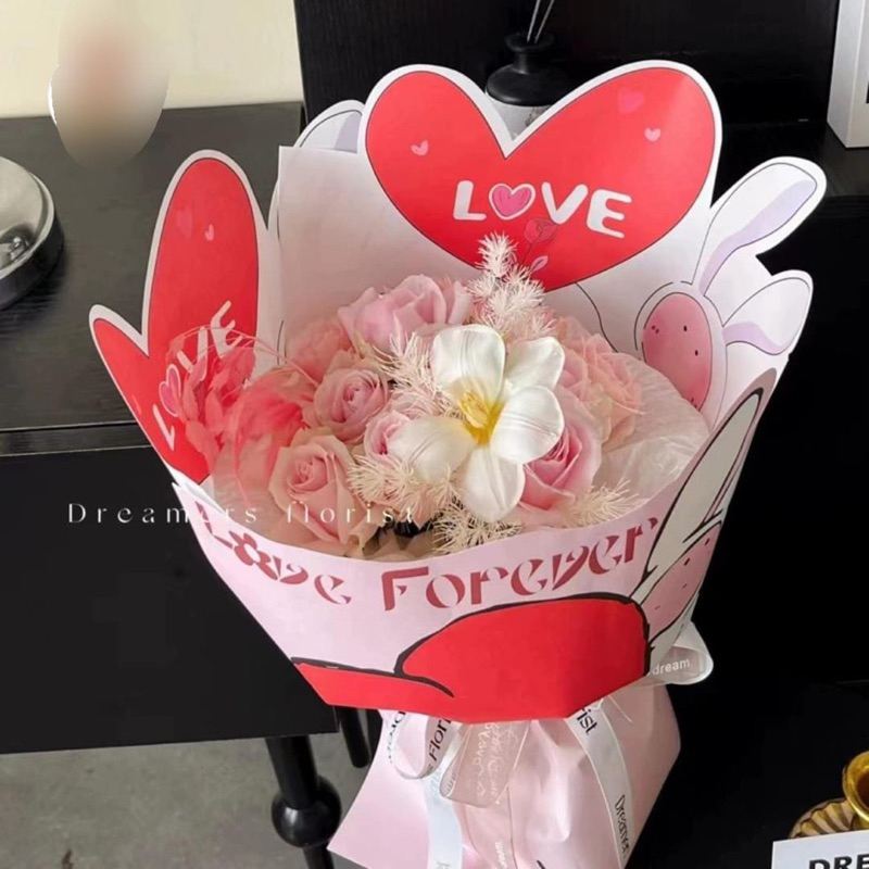 Giấy Gói Hoa Hình Thỏ Dễ Thương