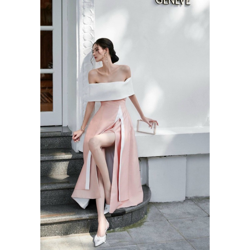 Đầm dự tiệc trễ vai dáng dài xẻ tà BT251