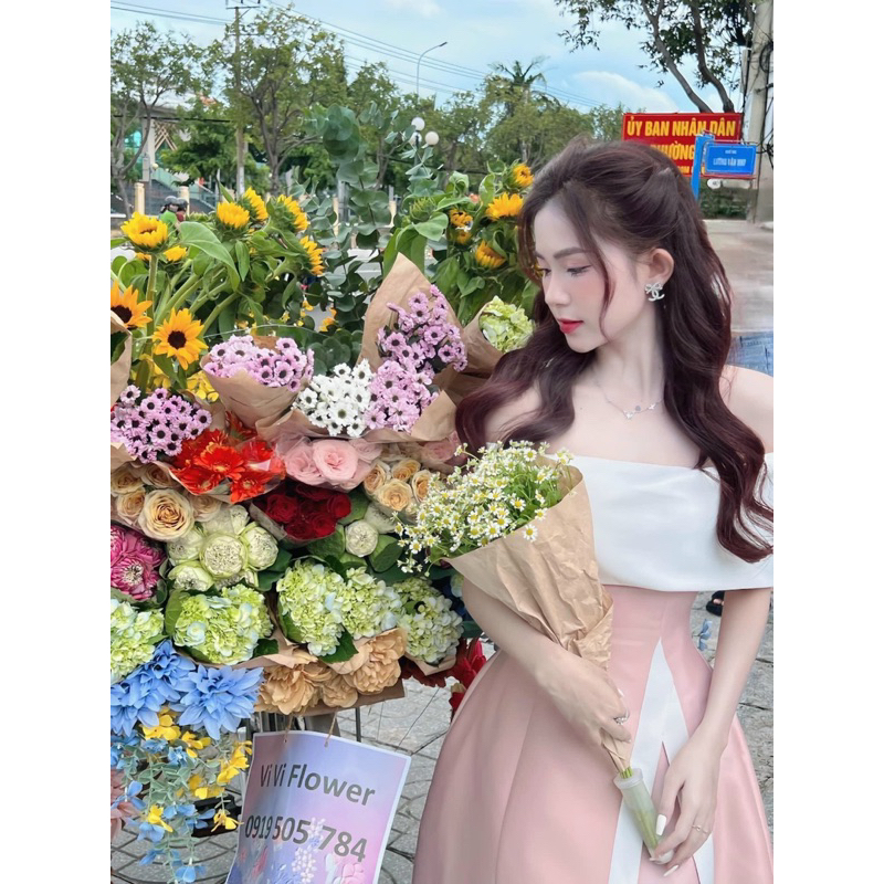 Đầm dự tiệc trễ vai dáng dài xẻ tà BT251