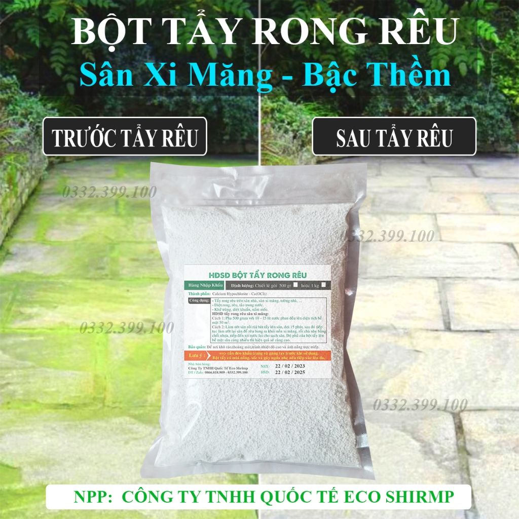 Túi 1 Kg Bột Tẩy Rong Rêu Nhanh - Thông Dụng - Hết Trơn Trượt 100%