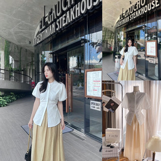 ĐẦM MIDI TAY VOAN TRẮNG