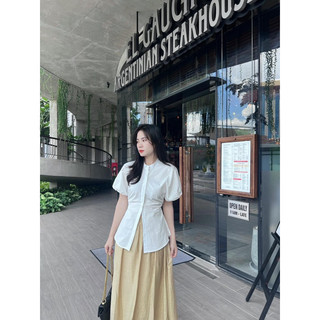 ĐẦM MIDI TAY VOAN TRẮNG