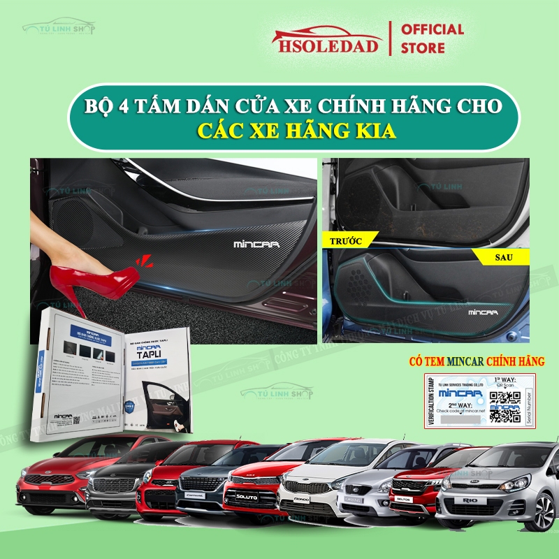 Bộ dán Tapli xe KIA MORNING, Carens, Carnival, Cerato/Forte/K3, Optima,Rio,Rondo,Seltos,Soluto, Sonet, Sorento, Sportage