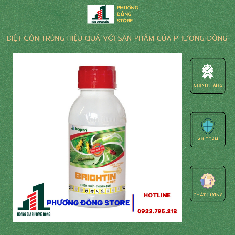 Sản phẩm loại bỏ nhện, bọ trĩ, sâu sinh học Brightin 4.0EC (Chai 100ml, 400ml)