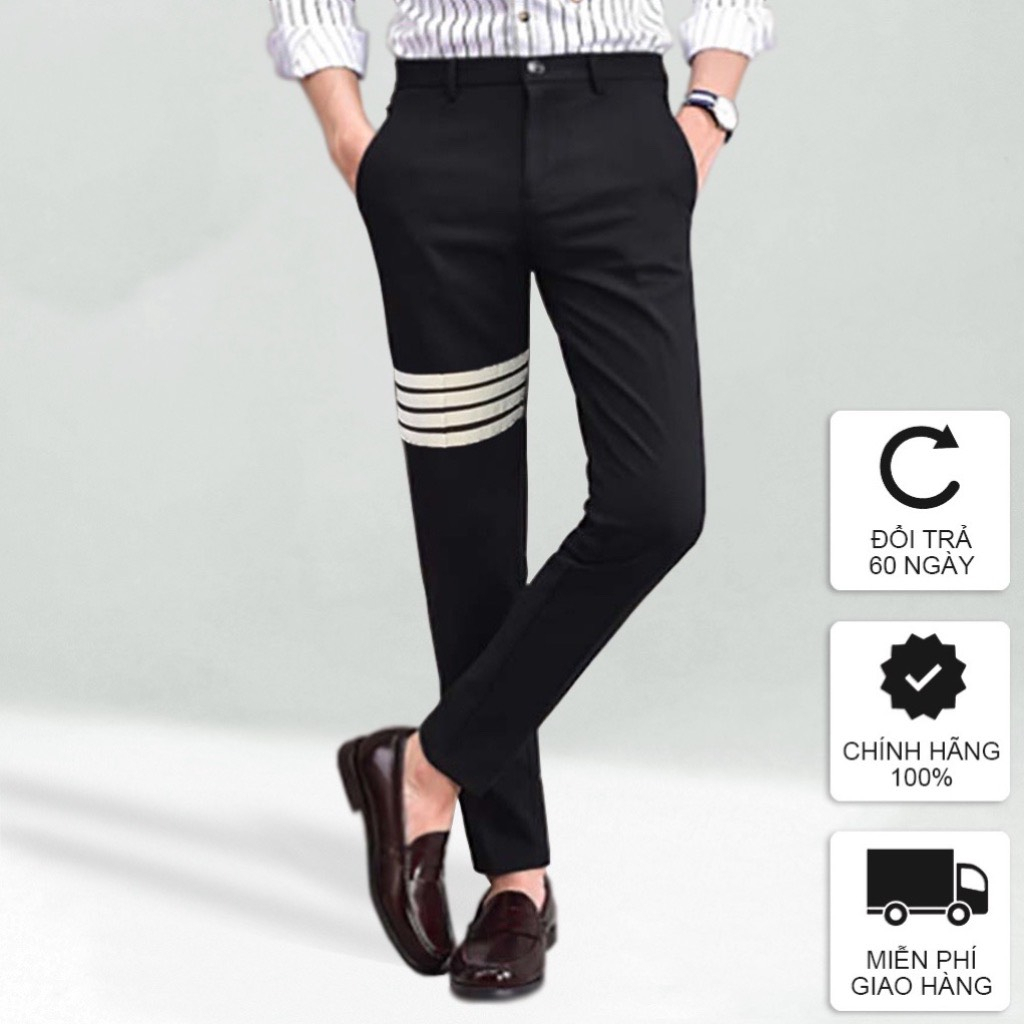 Quần Âu phối 4 sọc ngang đùi trẻ trung phong cách siêu hot hit 2023