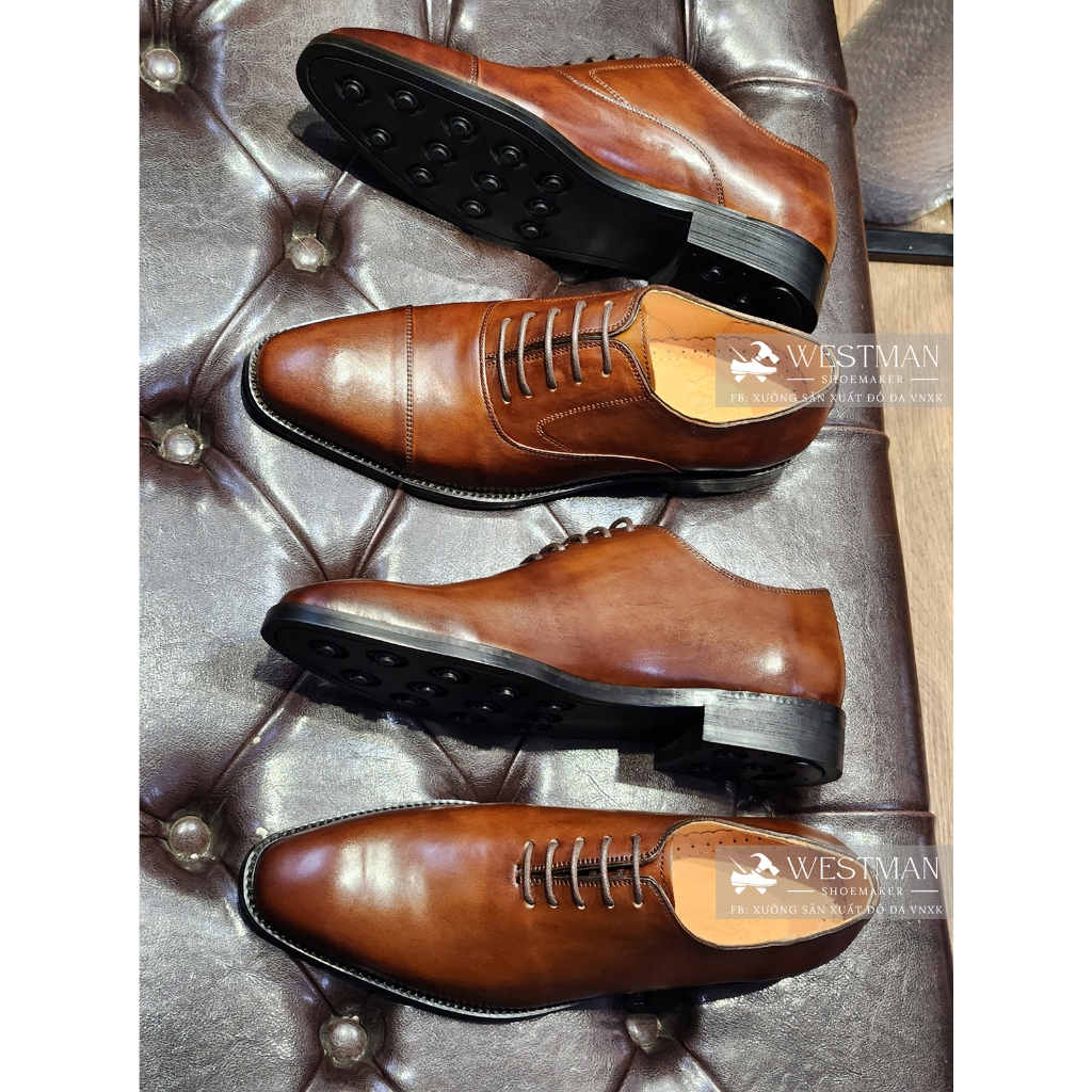 Giày nam Oxford Cap-toe Da Thật Westman W0001 - Màu Light Brown