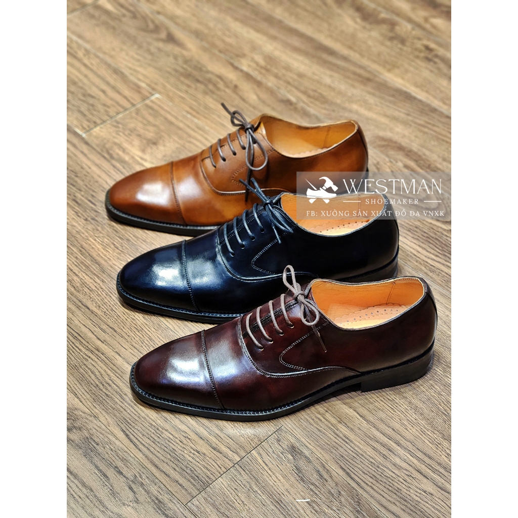Giày nam Oxford Cap-toe Da Thật Westman W0001 - Màu Light Brown