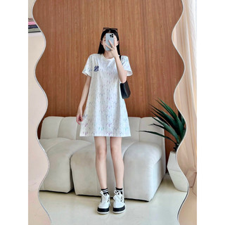 Đầm Dáng Suông Hoạ Tiết In Full Logo Thêu Chất Cotton Dày Mịn