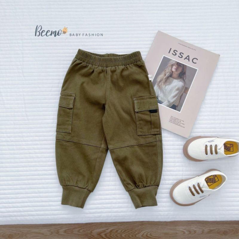 Quần jogger kaki túi hộp bo gấu phong cách thể thao cho bé từ 8-22kg