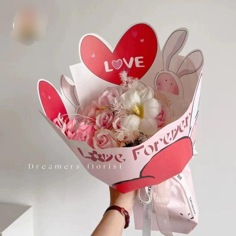 Giấy Gói Hoa Hình Thỏ Dễ Thương