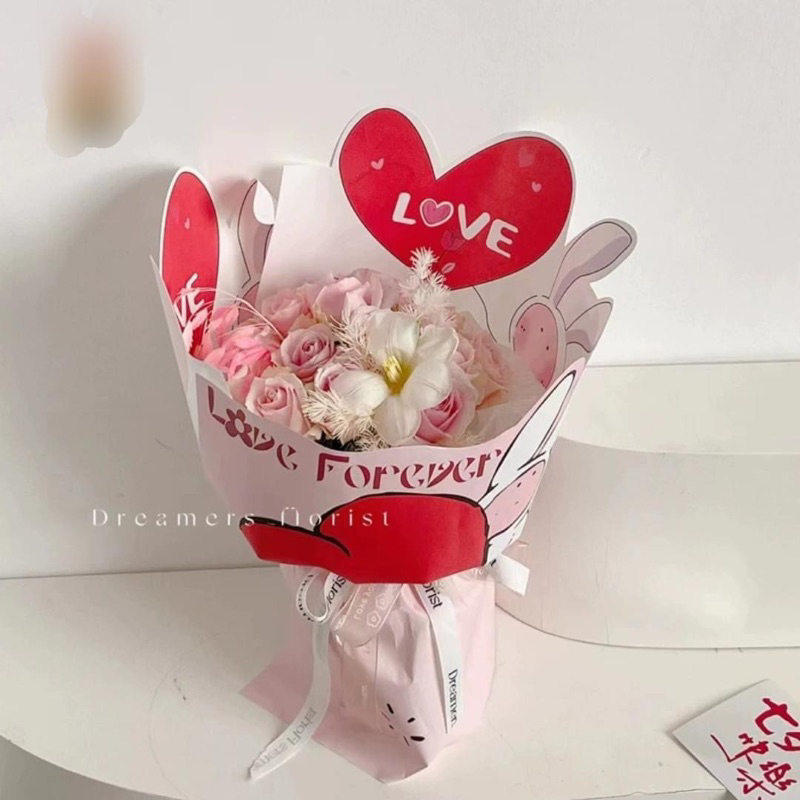 Giấy Gói Hoa Hình Thỏ Dễ Thương