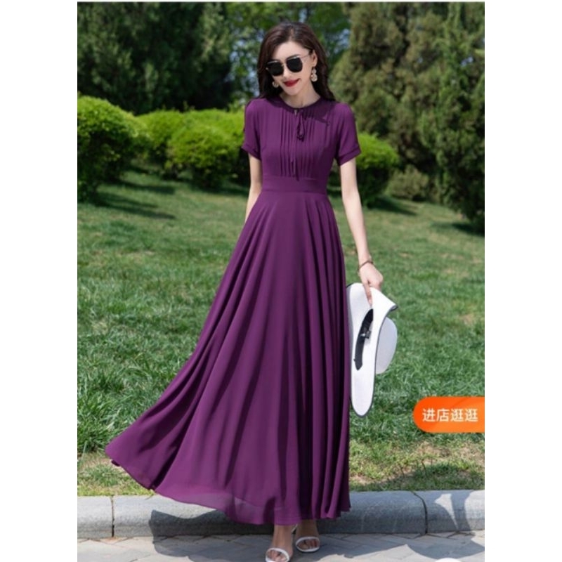 ĐẦM  MAXI XÒE PHỐI XẾP LI 2066