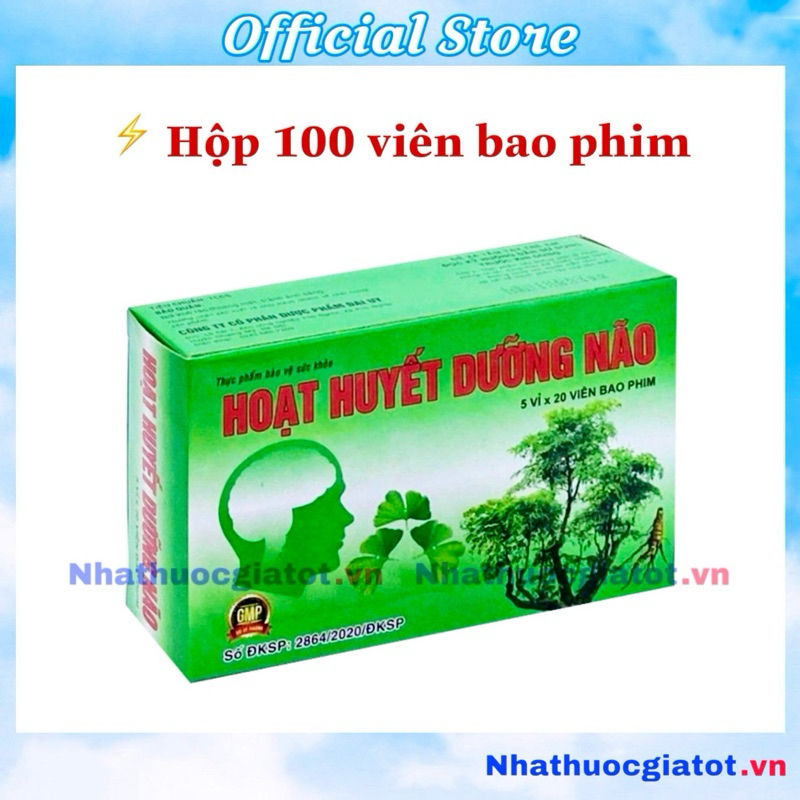 Hoạt Huyết Dưỡng Não Đại Uy, Bổ Não, Tuần Hoàn Não, Cải Thiện Và Tăng Cường Trí Nhớ Hộp 100 Viên Bao Phim