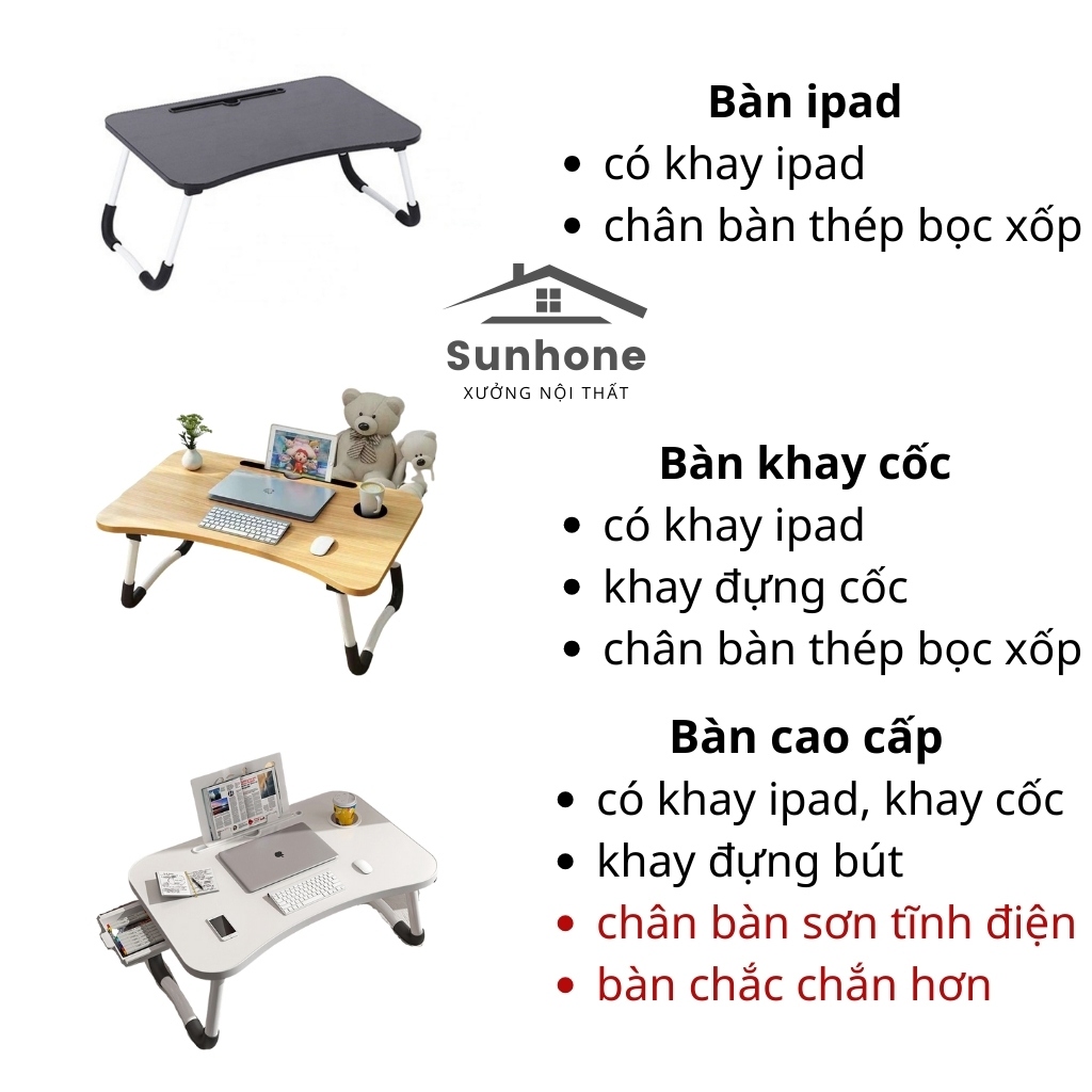 Bàn học gấp gọn thông minh có khe cắm ipad điện thoại, để cốc tiện lợi - Sh02