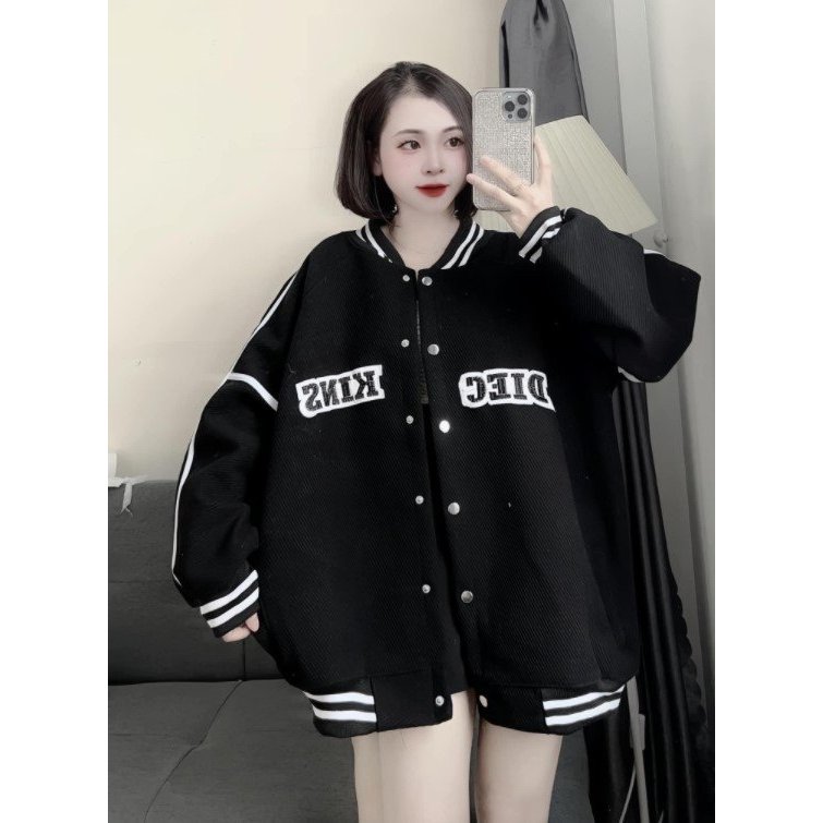 Áo khoác bomber nam nữ DI.EC viền tay form rộng Unisex