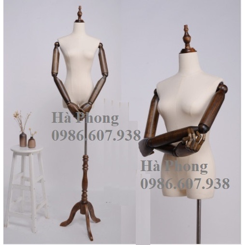 Manocanh nữ tay gỗ màu vàng, nâu