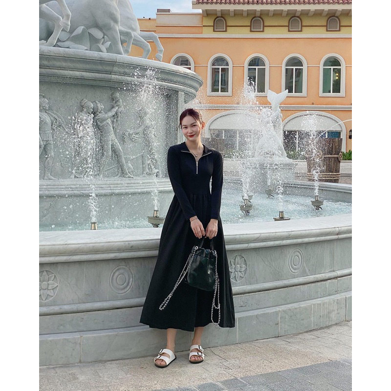 𝐌𝐞𝐥𝐚𝐧𝐢𝐞 𝐃𝐫𝐞𝐬𝐬 - Đầm tay dài khoá kéo ngực