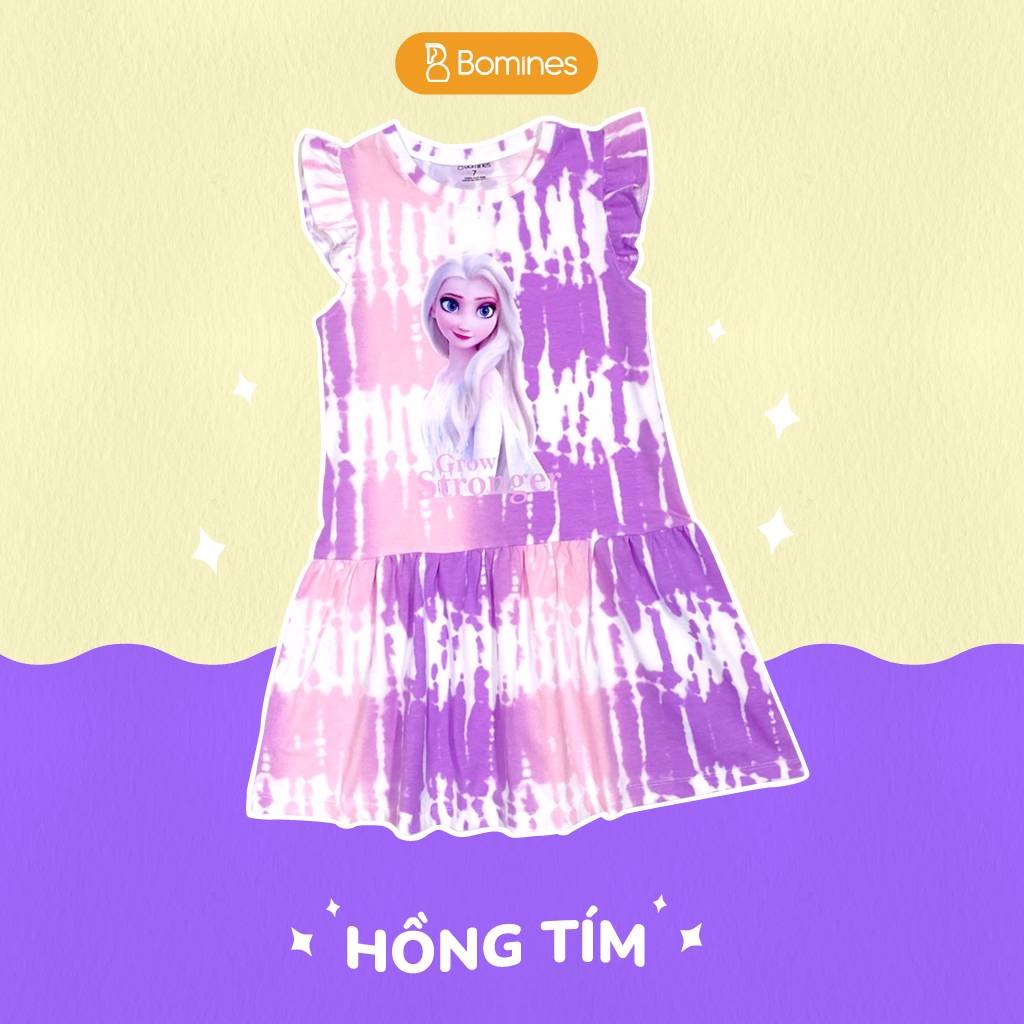 Váy bé gái công chúa Elsa BOMINES, loang màu xinh xắn cho bé từ 3-10 tuổi khoảng 12- 30kg DTNELSALOANGMAU