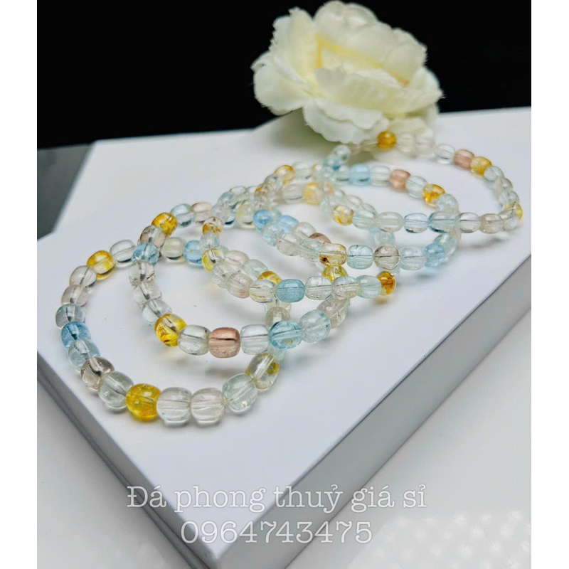 Vòng tay lu thống đá topaz siêu đẹp mịn vip hàng kiểm định kèm hộp